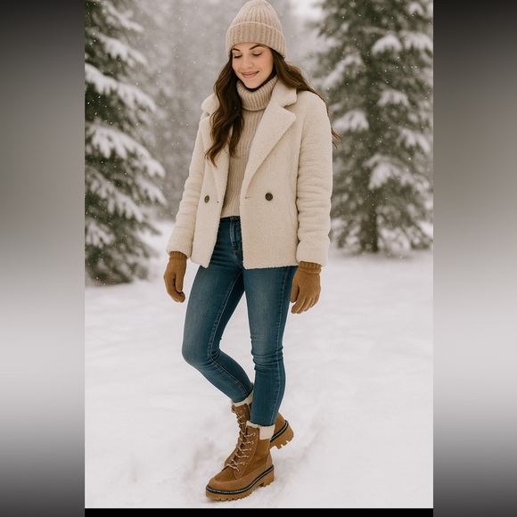 Violet & Red Alexa Brown Suede Fleece Trim Lug Combat Boots Size 8.5M NWOB - Picture 8 of 13